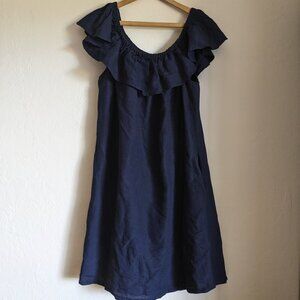Tommy Bahama Navy Blue Ruffle Dress